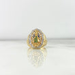 Anillo Virgen de Guadalupe 7.15gr / T5 1/2 / Circones Blancos-Verdes-Azules Dos Oros Amarillo Blanco