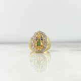Anillo Virgen de Guadalupe 7.15gr / T5 1/2 / Circones Blancos-Verdes-Azules Dos Oros Amarillo Blanco