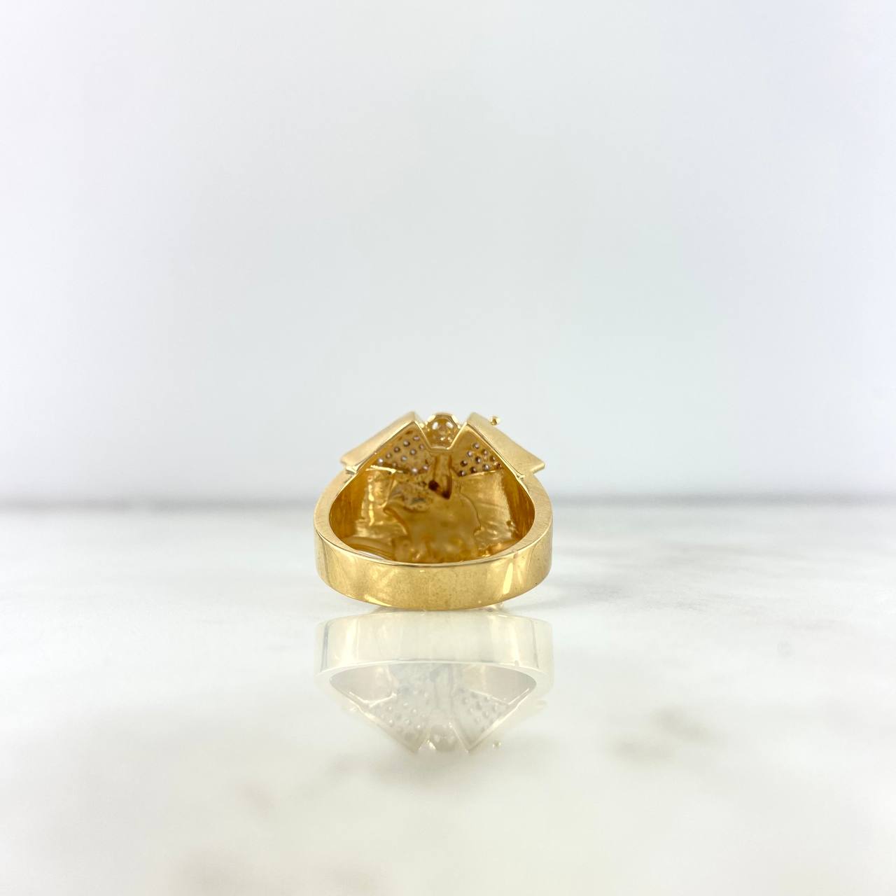 Anillo San Miguel Arcángel 10gr / T9 1/4 / Circones Blancos Dos Oros Amarillo Blanco