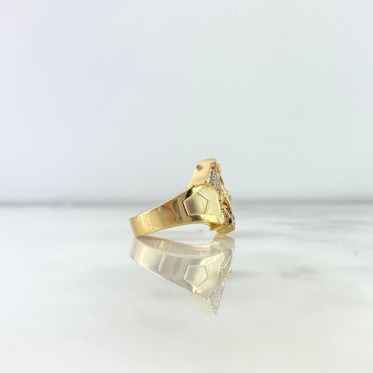 Anillo San Miguel Arcángel 10gr / T9 1/4 / Circones Blancos Dos Oros Amarillo Blanco