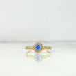 Anillo Solitario Halo 1.85gr / T6 / Circones Blancos-Azules Oro Amarillo