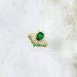 Anillo Tiara 3gr / T5 1/2 / Circones Blancos-Verdes Oro Amarillo