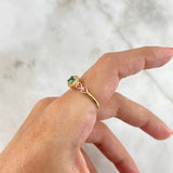 Anillo Solitario Halo Corazón 2.15gr / T6 1/4 / Circones Blancos-Verdes-Fucsias Oro Amarillo