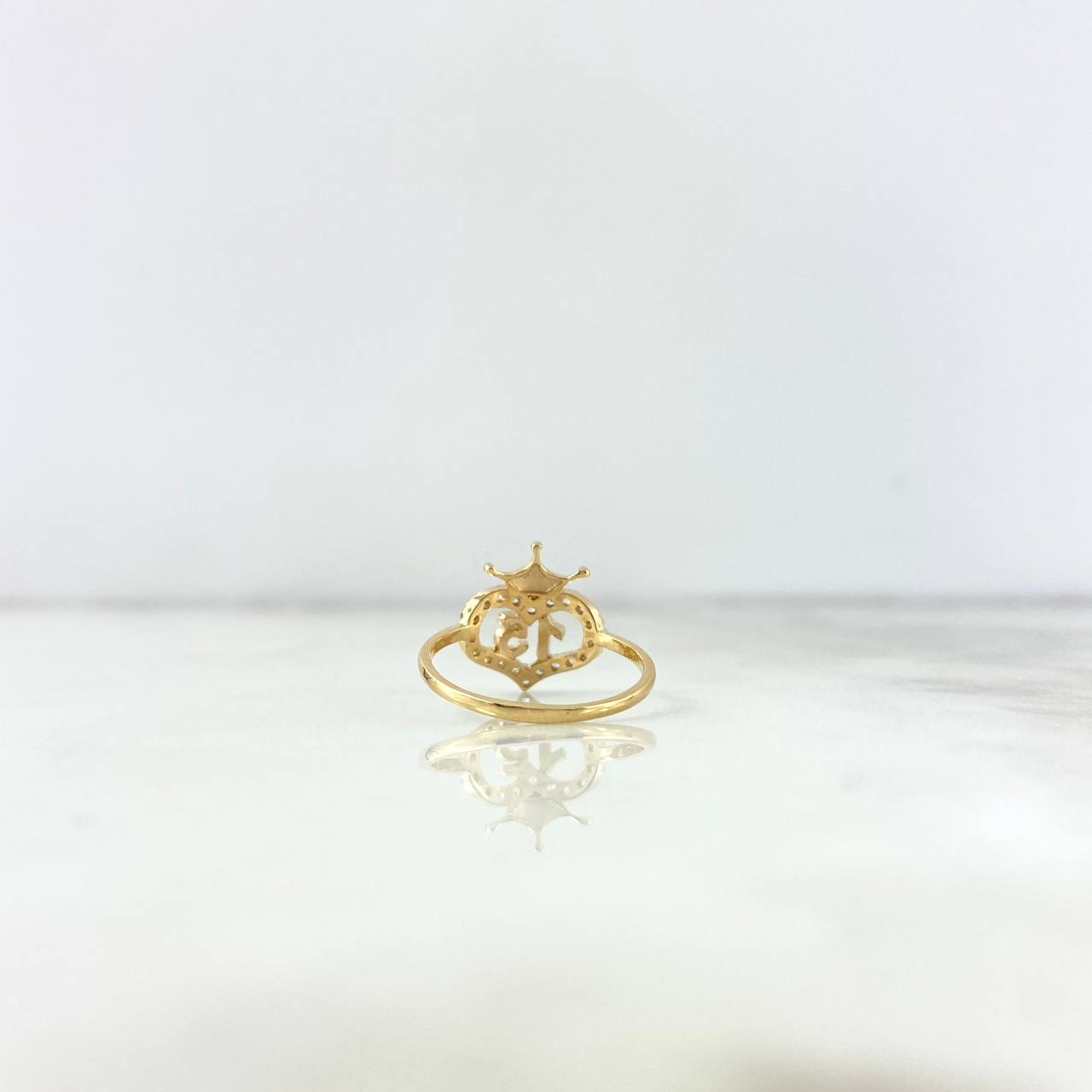 Anillo Corazons 15s 1.8gr / T5 3/4 / Circones Blancos Oro Amarillo