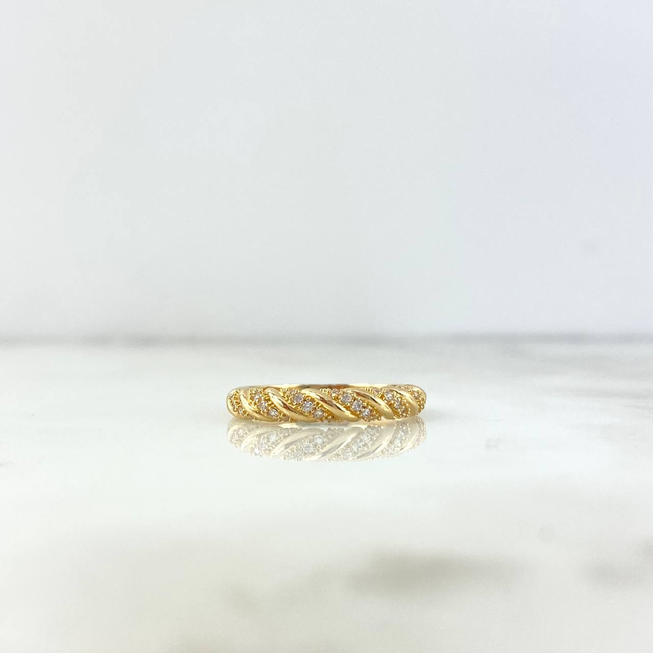 Anillo Lazo 2.25gr / T6 3/4 / Circones Blancos Oro Amarillo