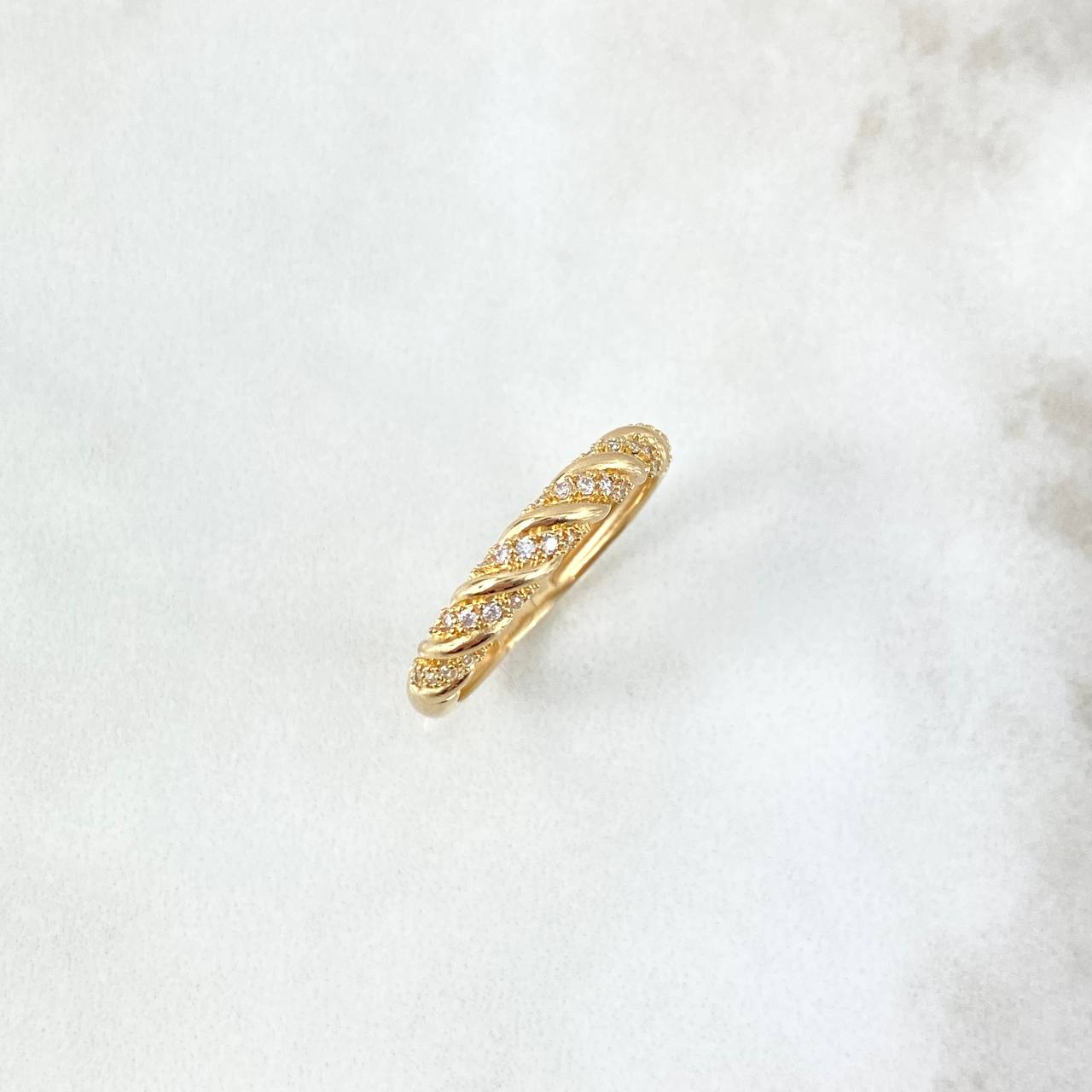 Anillo Lazo 2.25gr / T6 3/4 / Circones Blancos Oro Amarillo