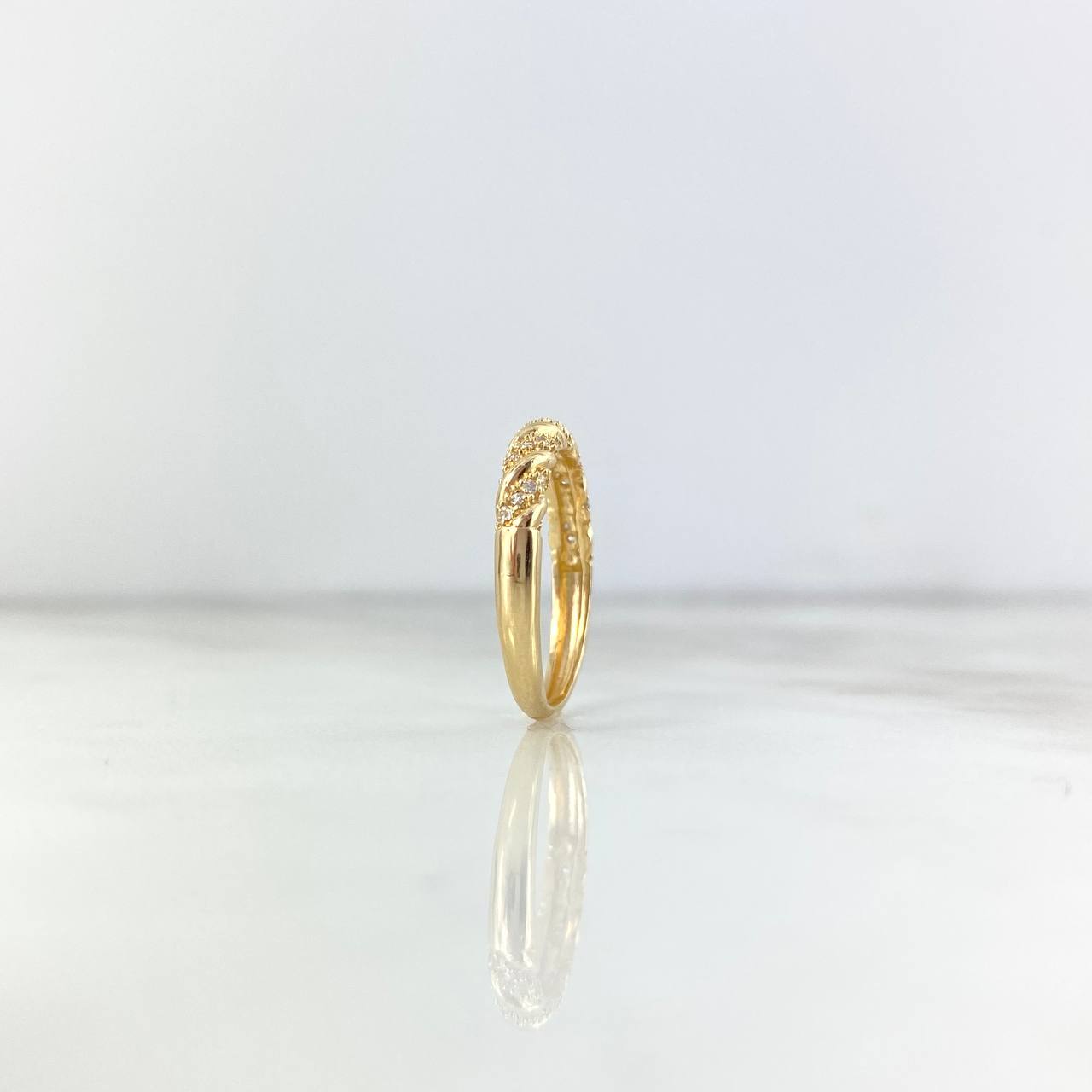 Anillo Lazo 2.25gr / T6 3/4 / Circones Blancos Oro Amarillo