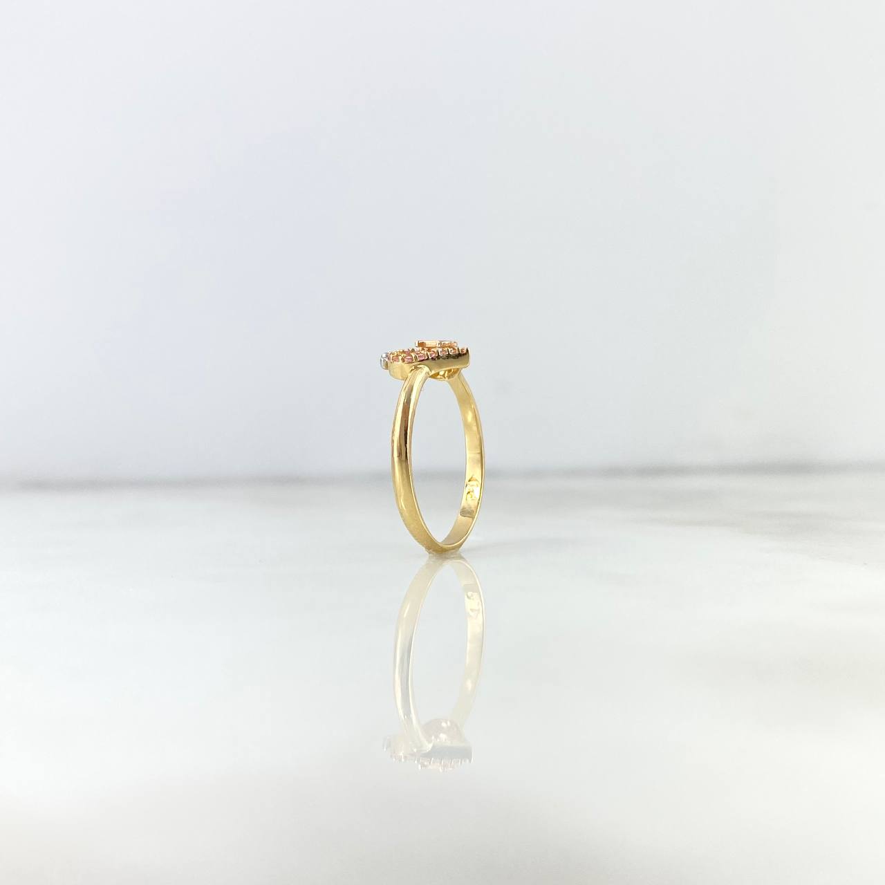 Anillo Corazón 15s 2.25gr / T6 1/2 / Circones Rosa Tres Oros