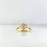 Anillo Corazón 15s 2.25gr / T6 1/2 / Circones Rosa Tres Oros