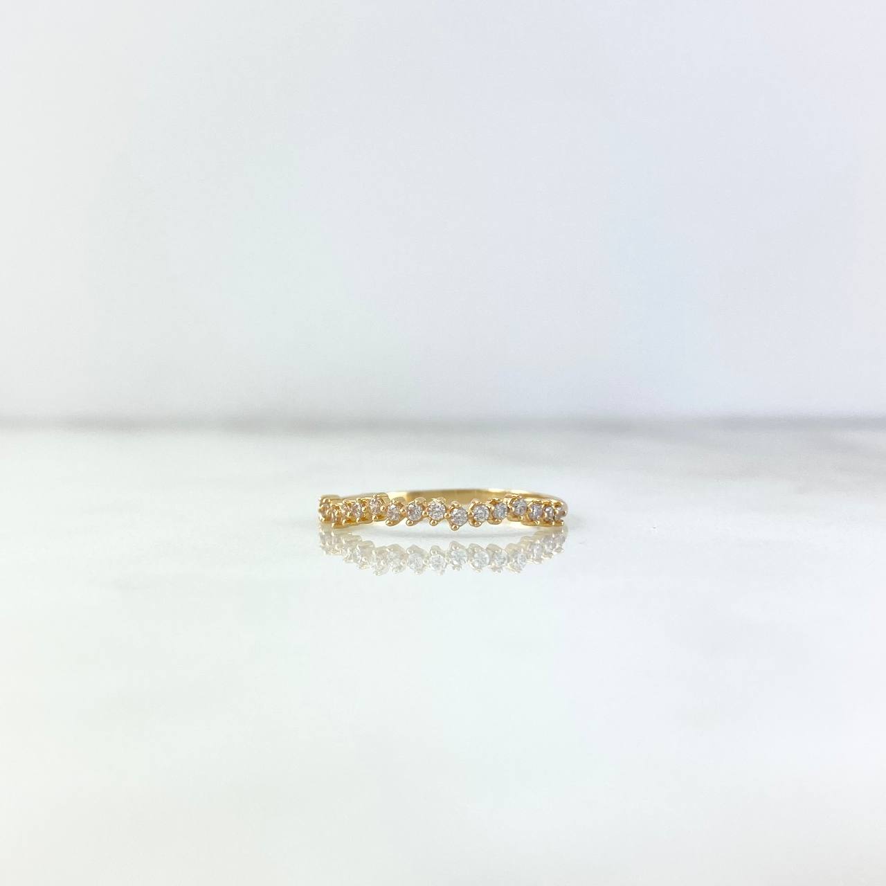 Anillo Curveado Tupido 1.25gr / T6 1/2 / Circones Blancos Oro Amarillo