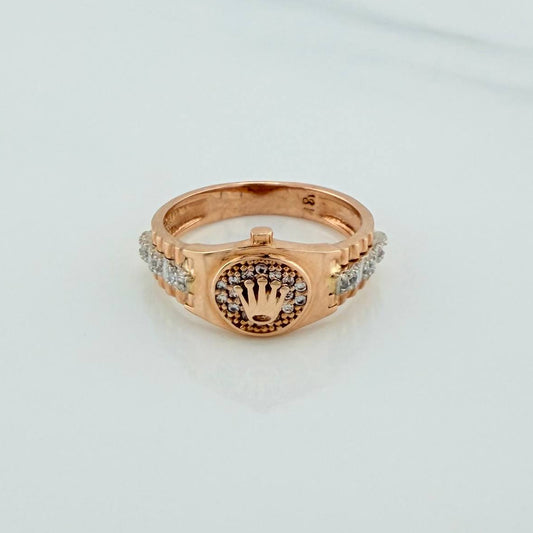 Anillo Correa Corona 4.5gr / T7 1/4 / Dos Oros Blanco Rosa 18K