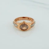 Anillo Correa Corona 4.5gr / T7 1/4 / Dos Oros Blanco Rosa 18K