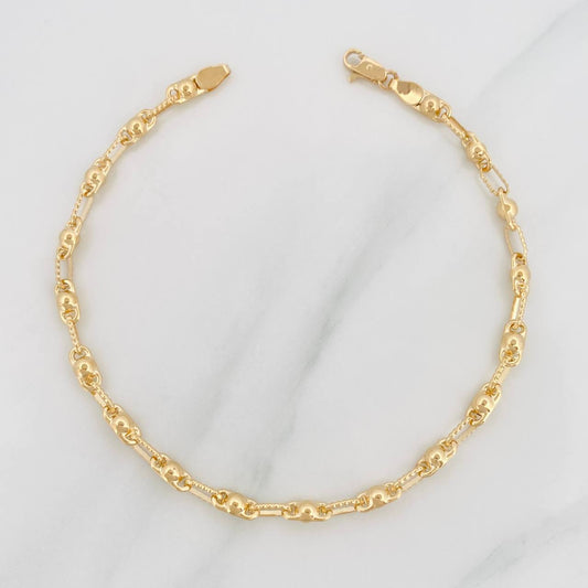 Pulso Rustico Burbuja 4.1g / 21cm / 3.4mm Oro Amarillo 18K