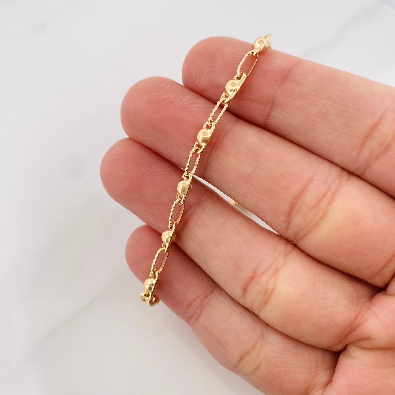 Pulso Rustico Burbuja 4.1g / 21cm / 3.4mm Oro Amarillo 18K