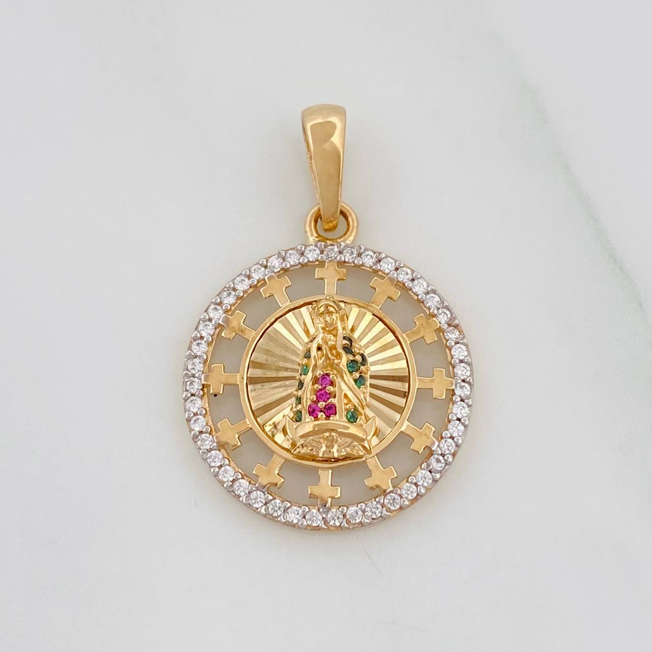 Dije Virgen de Guadalupe 2.7g / 2.7cm Dos Oros Amarillo Blanco 18K