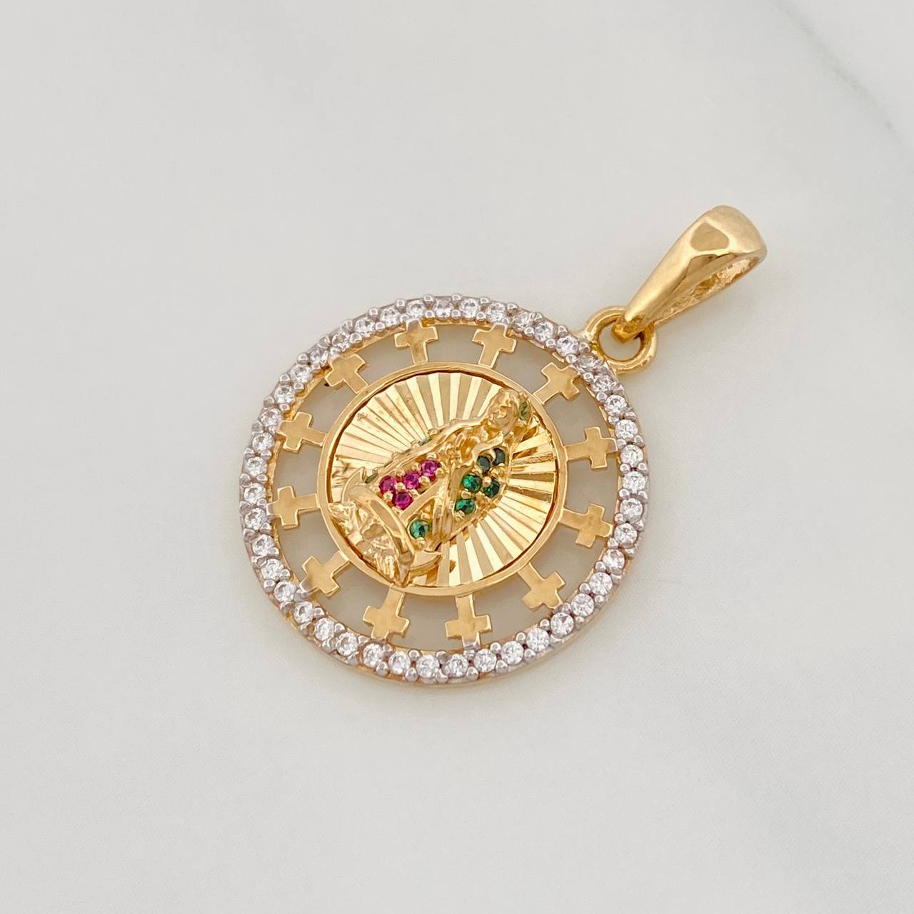 Dije Virgen de Guadalupe 2.7g / 2.7cm Dos Oros Amarillo Blanco 18K