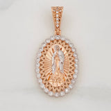 Dije Virgen de Guadalupe 4.3g / 3.5cm Dos Oros Blanco Rosa 18K