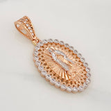 Dije Virgen de Guadalupe 4.3g / 3.5cm Dos Oros Blanco Rosa 18K