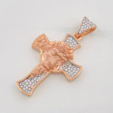 Dije Cruz Rostro Cristo 6.05g / 4cm Dos Oros Blanco Rosa 18K