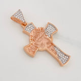 Dije Cruz Rostro Cristo 6.05g / 4cm Dos Oros Blanco Rosa 18K