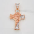 Dije Cruz Rostro Cristo 6.05g / 4cm Dos Oros Blanco Rosa 18K