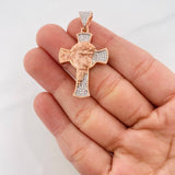 Dije Cruz Rostro Cristo 6.05g / 4cm Dos Oros Blanco Rosa 18K