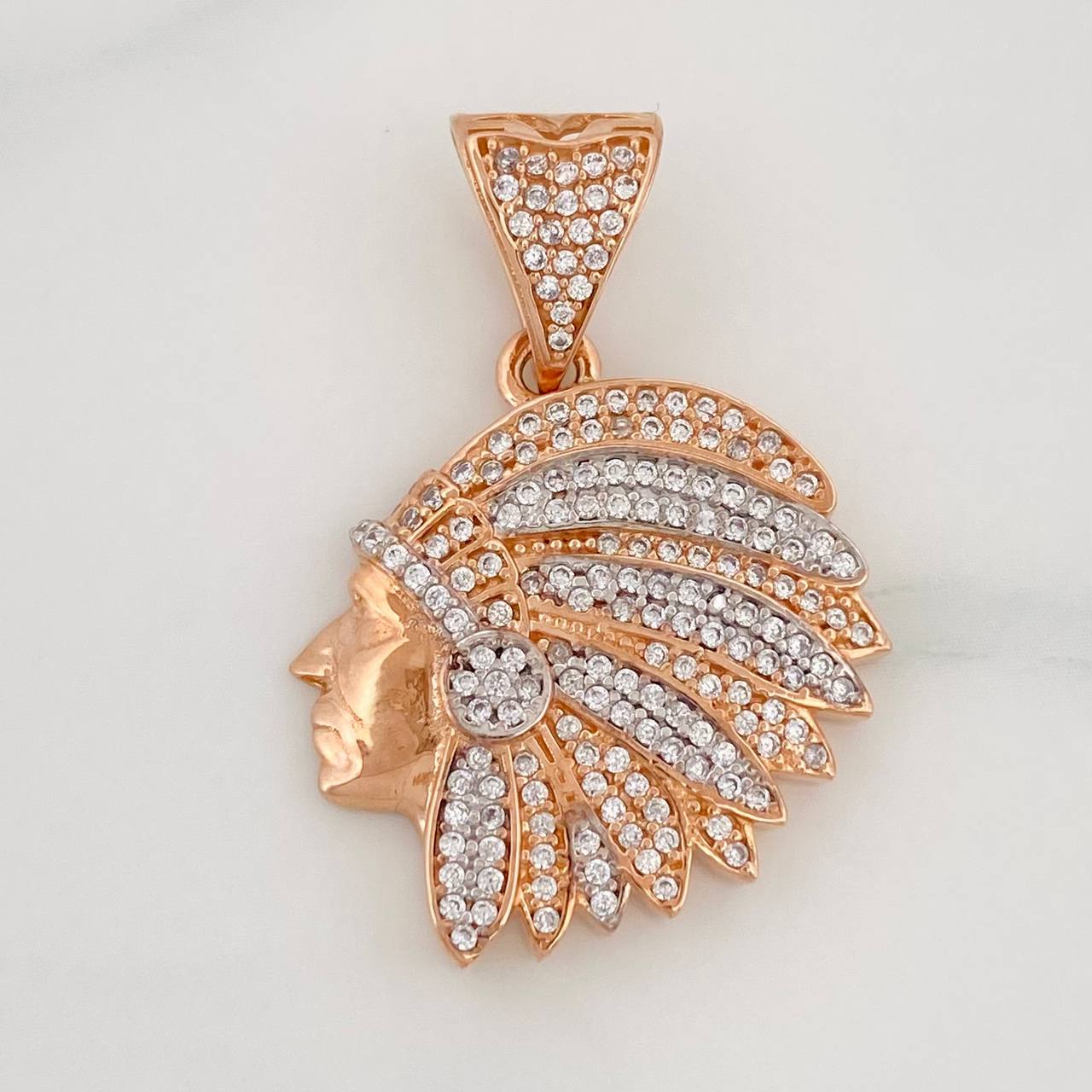Dije Indio 7.05g / 3.5cm Dos Oros Blanco Rosa 18K