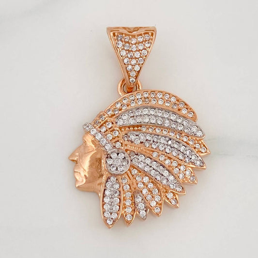 Dije Indio 7.05g / 3.5cm Dos Oros Blanco Rosa 18K