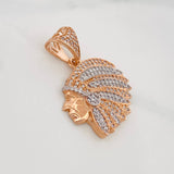 Dije Indio 7.05g / 3.5cm Dos Oros Blanco Rosa 18K