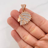 Dije Indio 7.05g / 3.5cm Dos Oros Blanco Rosa 18K