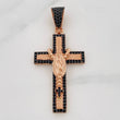 Dije Cruz Virgen de Guadalupe 6g / 4.5cm Dos Oros Negro Rosa 18K