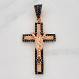 Dije Cruz Virgen de Guadalupe 6g / 4.5cm Dos Oros Negro Rosa 18K