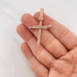 Dije Cruz Clavo 4.15g / 4.7cm Dos Oros Blanco Rosa 18K