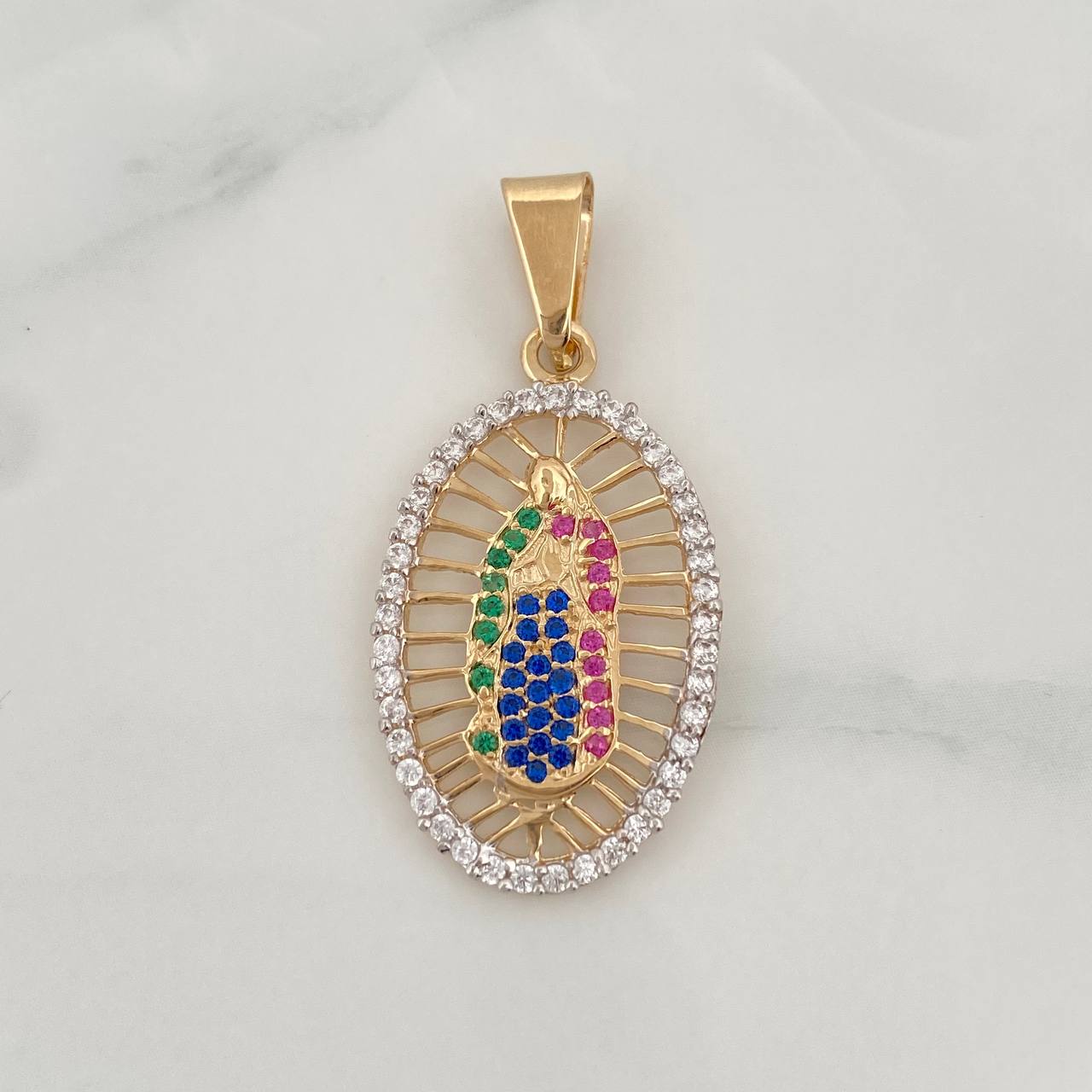 Dije Virgen de Guadalupe 2.55g / 4cm Dos Oros Amarillo Blanco 18K