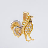 Dije Gallo 2.55gr / 2.3cm / Dos Oros Amarillo Blanco 18K