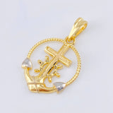 Dije Cruz Ancla Trenzada 2.1gr / 2.5cm / Dos Oros Amarillo Blanco 18K ©