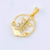 Dije Cruz Ancla Trenzada 2.1gr / 2.5cm / Dos Oros Amarillo Blanco 18K ©