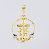 Dije Cruz Ancla Trenzada 2.1gr / 2.5cm / Dos Oros Amarillo Blanco 18K ©
