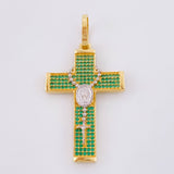 Dije Cruz Rosario Virgen Milagrosa 5.85gr / 4.9cm / Dos Oros Amarillo Blanco 18K *
