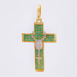 Dije Cruz Rosario Virgen Milagrosa 5.85gr / 4.9cm / Dos Oros Amarillo Blanco 18K *