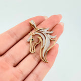 Dije Caballo Relieve Silueta 6.6gr / 4.5cm / Dos Oros Amarillo Blanco 18K *