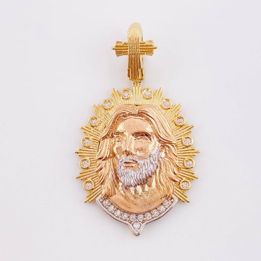 Dije Jesus Aureola Rayada 7.75gr / 3.6cm / Tres Oros 18K