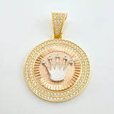 Dije Medalla Corona Rx 7.65gr / 3.5cm / Dos Oros Amarillo Rosa 18K *