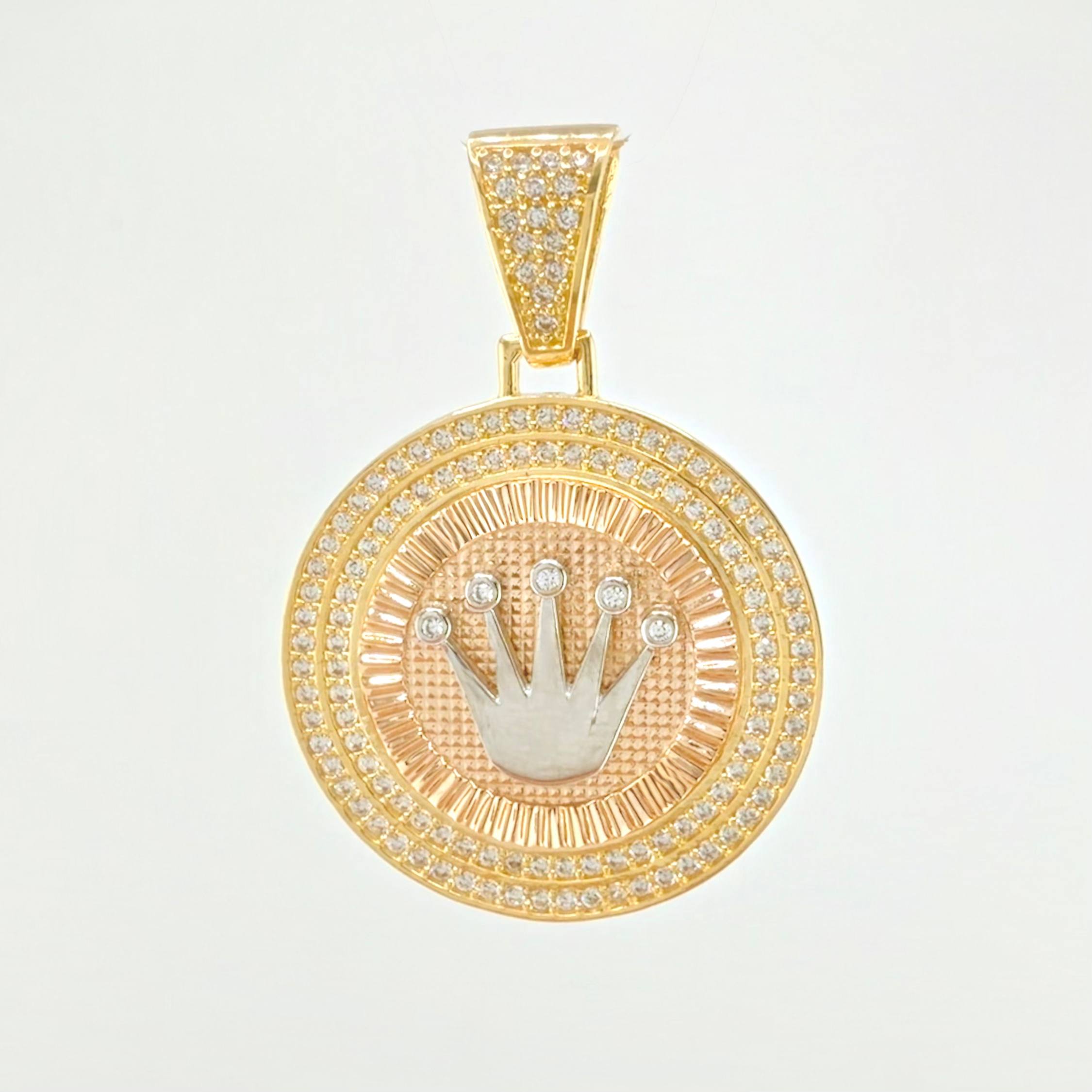 Dije Medalla Corona Rx 7.65gr / 3.5cm / Dos Oros Amarillo Rosa 18K *