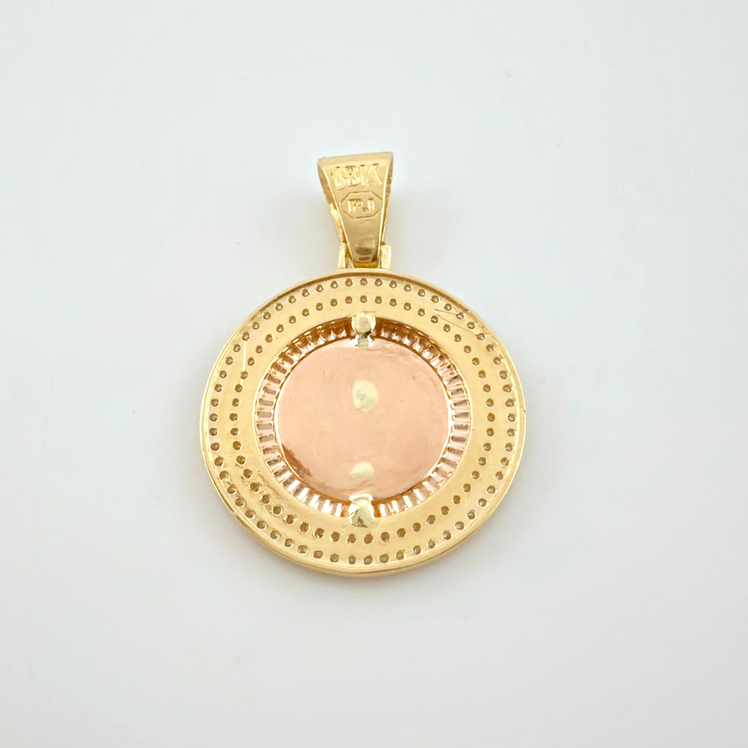 Dije Medalla Corona Rx 7.65gr / 3.5cm / Dos Oros Amarillo Rosa 18K *