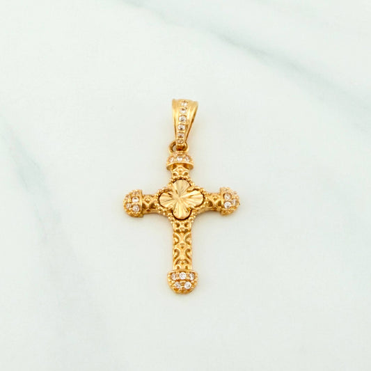 Dije Cruz Trebol 1.85 g / 3 cm Oro Amarillo 18K