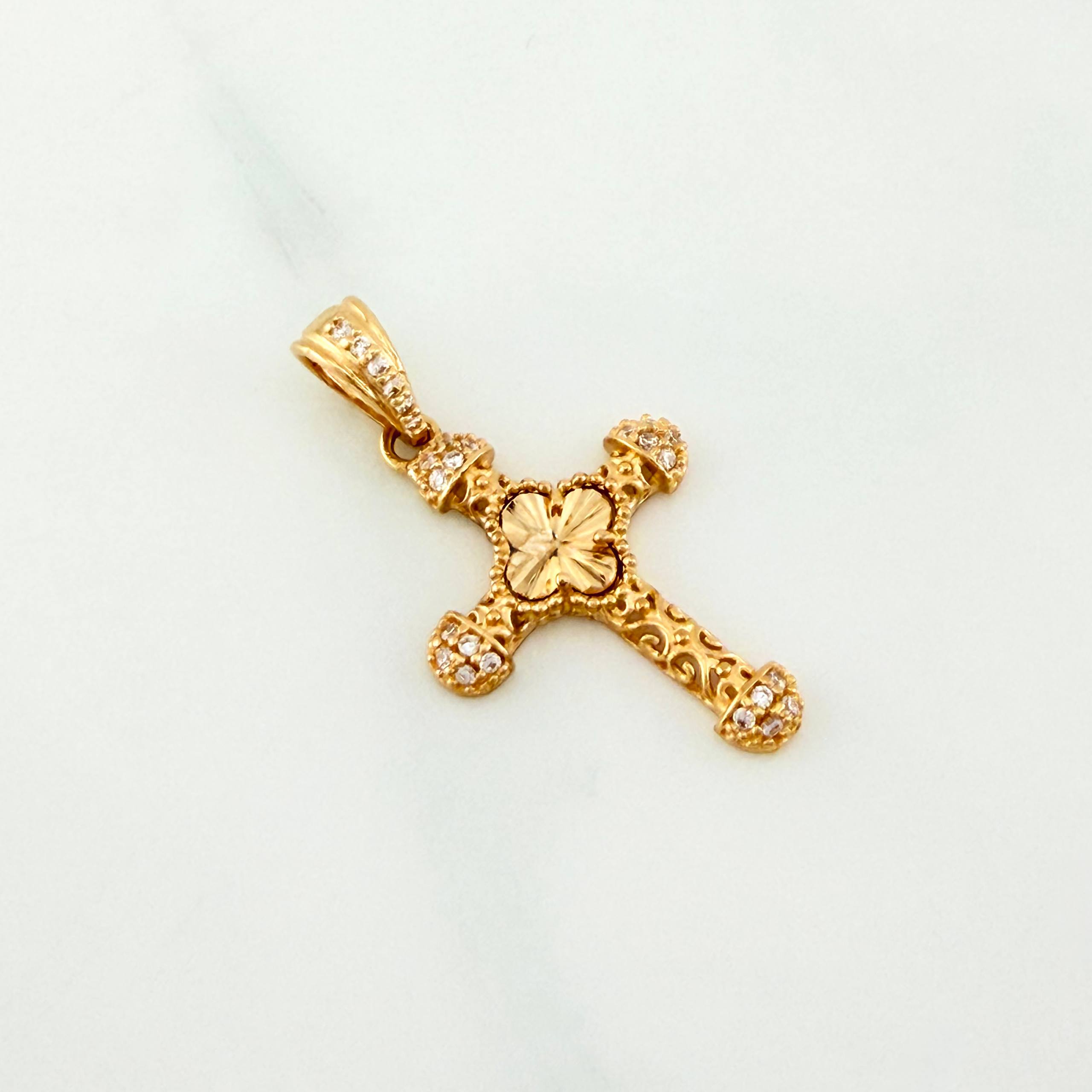 Dije Cruz Trebol 1.85 g / 3 cm Oro Amarillo 18K
