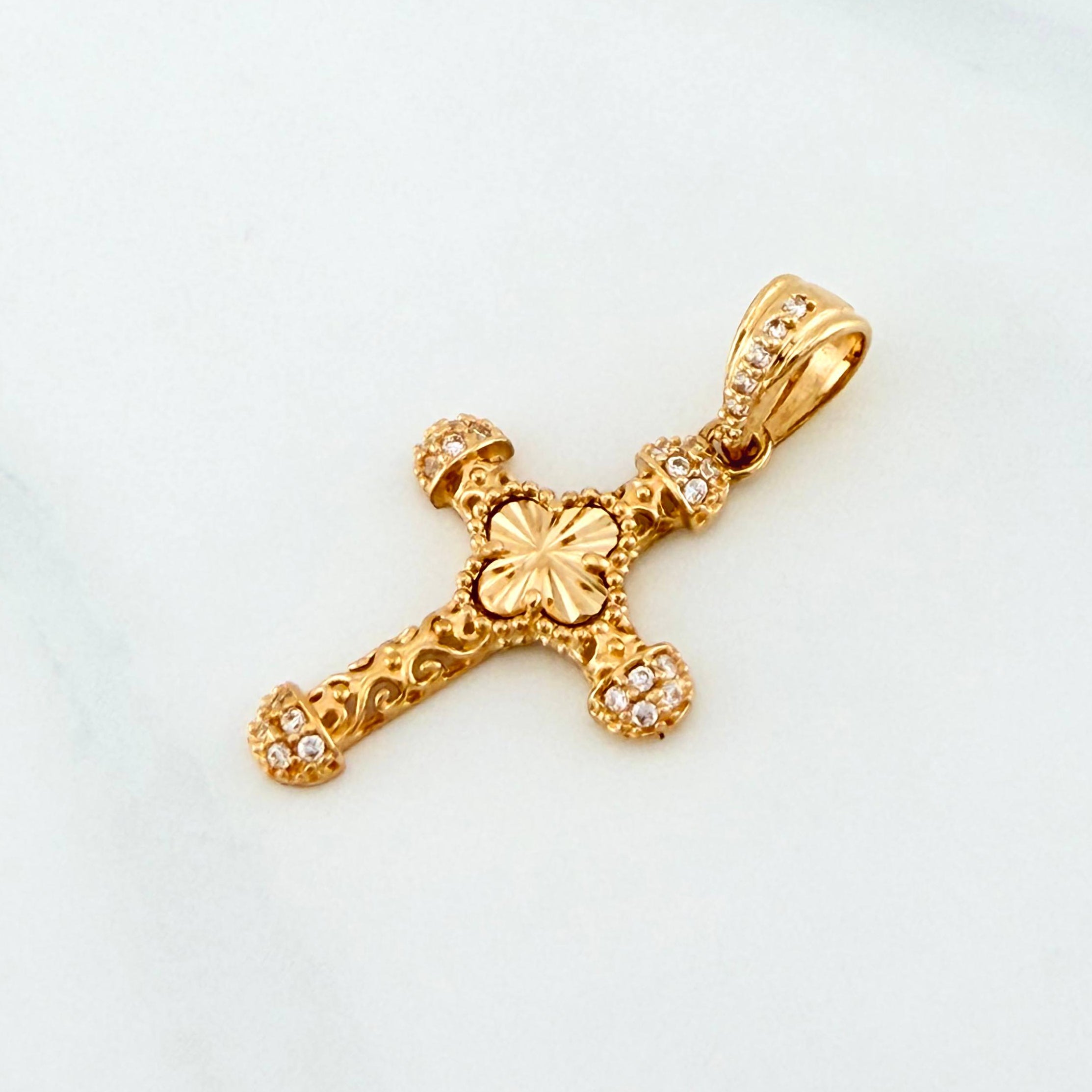 Dije Cruz Trebol 1.85 g / 3 cm Oro Amarillo 18K