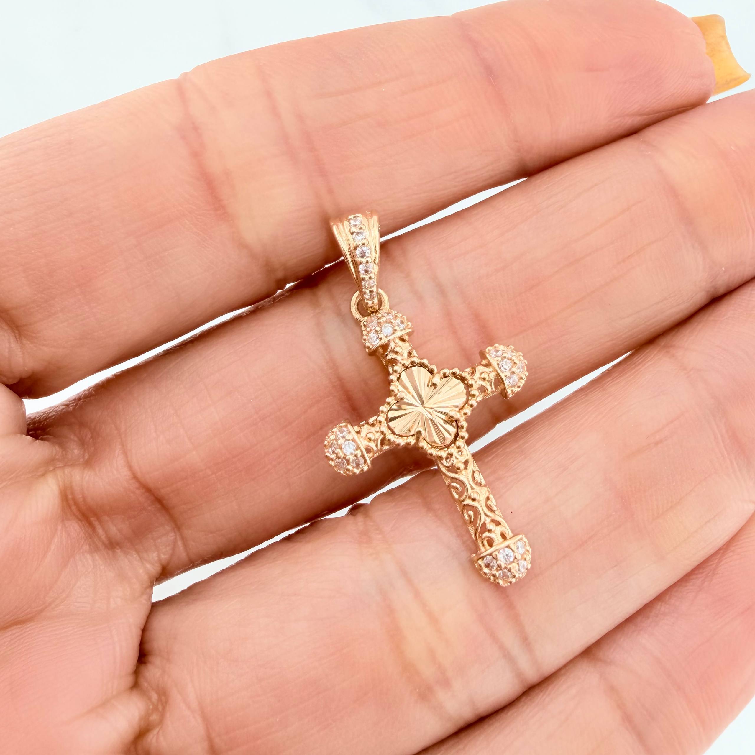 Dije Cruz Trebol 1.85 g / 3 cm Oro Amarillo 18K
