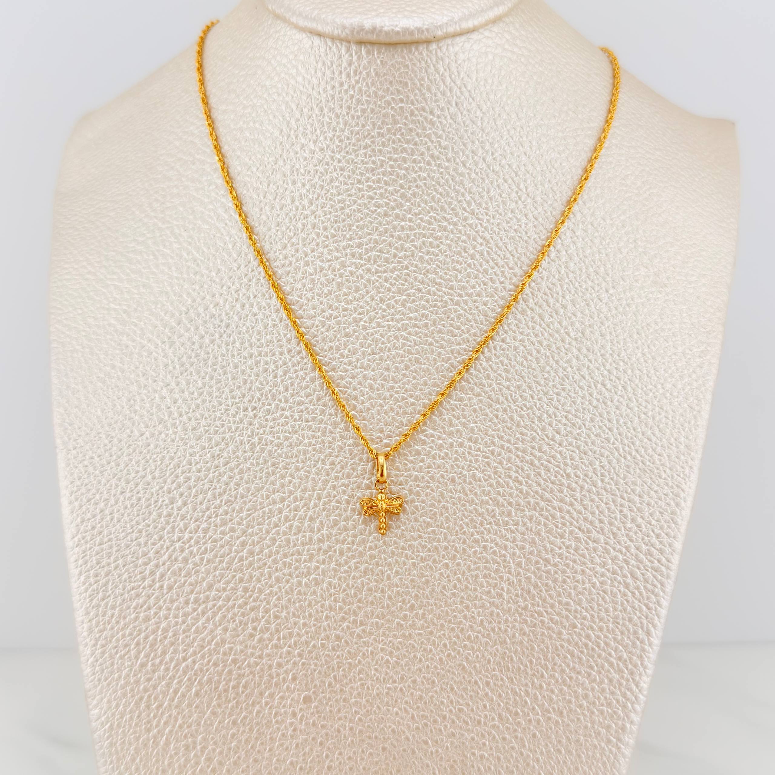 Set Cadena Lazo + Dije Libelula / 1,2 gr / 45 cm Oro Amarillo 18K